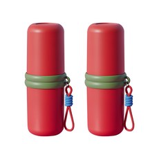 더자카 브라이트 컬러 휴대용 칫솔 케이스, 레드, 2개