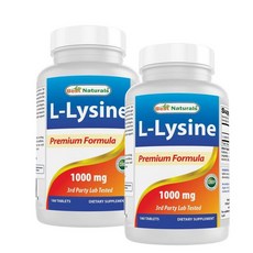 베스트 네츄럴스 엘라이신 1000mg Best Naturals L-Lysine, 180정, 2개
