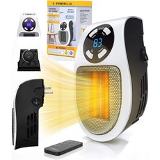 스마트 플러그 인 월 스페이스 히터 업그레이드 450W 프로그래머블 휴대용 소형 안전 조절 가능한 온도 타이머 과열 방지 LED 디스플레이화이트, White-Smart