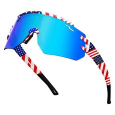 AVV 편광 UV400 사이클링 야구 선글라스 - 야외 스포츠용 방풍 김 서림 방지 경량 프레임 남성 여성 청소년 그린 & 실버 렌즈 153066, 플래그 및 블루 렌즈