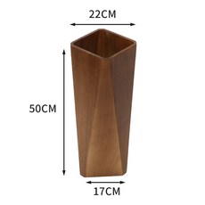 中式簡約實木雨傘架 創意幾何高端雨傘收納桶 家用辦公室適用, 1個, 胡桃木色小號