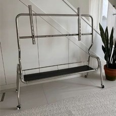 85인치 이동식tv거치대 스텐 무빙스탠드 블랙 90x35x120 일반형 티비다이, 1개, B. 검정색 120x36x90