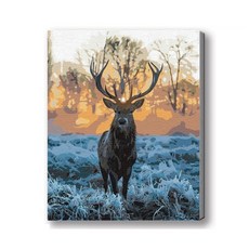 MANTO 台灣製造 大尺寸 DIY數字油畫 50x65cm 貓咪狗狗萌寵 初學者專用, 勇氣鹿, 1套