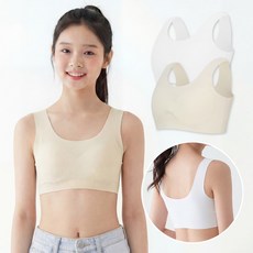 [1+1]알앤엘 주니어 무봉제 심리스 소프트 브라탑 패드 탈부착 여아 브라 2매 1세트