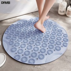 DFMEI 浴室防滑墊 圓形 淋浴房 洗澡 防水 腳墊子, 天藍色-短毛, 1個