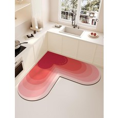 L자형 하트 러브 모양 코너 싱크대 주방 발매트 발판 북유럽 러그 부엌, 마호가니