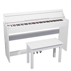 數位鋼琴，簡約時尚，舒適琴凳，多種音色，適合初學者與進階者, 入門級-58817木紋力度白（多功能+藍牙）不含琴凳, 1個, LeGemCharr電子琴