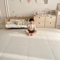 데이하우스 아기매트 퍼즐매트 셀프 복도 거실매트, 엠보스 곰무늬 퓨어화이트