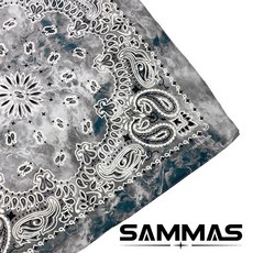 SAMMAS 100%純棉方巾，復古扎染腰果花頭巾，多功能變形蟲紋領巾，美式街頭嘻哈風