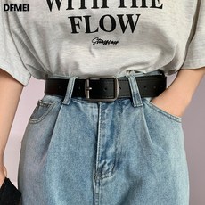 DFMEI 皮帶裝飾牛仔褲寬版個性簡約學生休閒腰帶