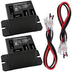 DC12V 30A SPDT 파워 릴레이 플랜지 장착 퀵 커넥트 터미널 와이어 미니 NT90-DC12V-10X, 단일 DC12V 2개 + 터미널 와이어