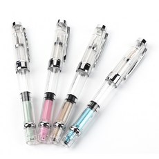 4pcs 피스톤 펜 투명 4색 F