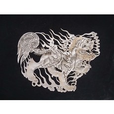 皮影 牛皮雕刻 火麒麟 過火獅子 皮本色, 如圖所示, 1個