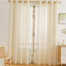 태슬 레이스 커튼 145x200cm 아일릿 가림막 장식 속커튼