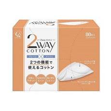 Cotton Labo 2WAY COTTON 兩用化妝棉 80枚入 日本製 親膚不掉屑 卸妝濕敷兩用, 1個, 80個裝