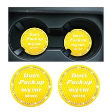 SYLVIL 블링 범용 인서트 방지 미끄럼 75인치 자동차 받침 4개 홀더 컵받침 9CM, 2 PCS, 옐로우