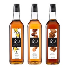1883 바닐라 시럽 + 1883 카라멜 시럽 + 1883 헤이즐넛 시럽, 3개, 1L