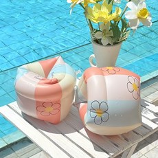 성인용 수영 연습 부력 보조 팔튜브 여름 물놀이 장비 안전 수상 레저용품, 1개, 복고 꽃무늬 핑크 15~80kg