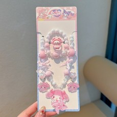 兒童串珠項鍊手鍊耳夾套組