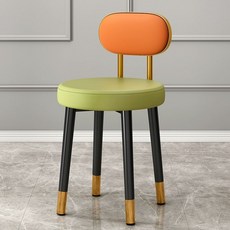 화장대의자 등받이 스툴 메이크업 카페 양털 흰색 파우더룸 침실 수툴, 골드백 오렌지그린