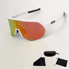 오토바이선글라스 자전거선글라스 라이딩 방풍 방진 빗물 보호안경, 흰색 프레임 빨간색 필름