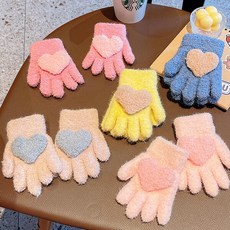 아트박스/엠케이 랜덤2개 프렌즈하트 자수 극세사니트 아동장갑 205534