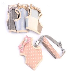 용용스토어 강아지 하네스 조끼 리드줄 세트 강아지리드줄, 라이트체크 L