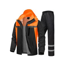 남성용 레인 수트 높은 가시성 반사 작업용 재킷 팬츠 모든 스포츠 농장 낚시 오토바이용 Hi-vis 블랙/그린 149512, Small, 하이비스 오렌지