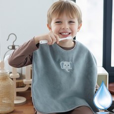 불로홈 방수 유아 세안 타올 턱받이 수건 워시빕 아기수건 어린이집, 타올 코끼리, 1개, 타올 코끼리