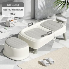 샴푸의자 샴푸베드 접이식 테이블 머리감기 의자 편안한, 1개, F. 발판이 있는 업그레이드 모델 파마 그레이 PP 하