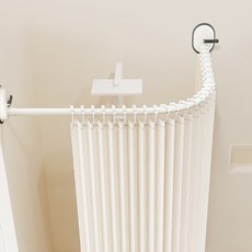 무타공 탈부착 욕실 ㄱ자 코너 샤워커튼 커튼봉 커텐봉 압축봉 90-130cm, 컨트-화이트, 1개