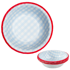 Easytime 종이그릇 종이용기(블루 체크무늬) 15cm 230ml, 5세트, 10개