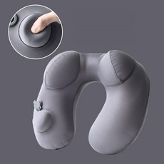 비행기 기차 필수템 여행용 경추베개 에어 목베개, 5. 베이직 플로킹 네이비