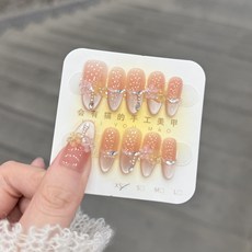 會有貓 晚櫻墜夢 手工穿戴甲美甲, 1個, M -中橢圓, N/A