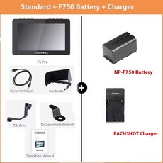 카메라 프리뷰 모니터 FEELWORLD F5 PRO V4 3D LUT DSLR 필드 F970 외부 전원 4K HDMI 입력 6 인치 터치, NP750 add Charger, 3) NP750 add Charger, 1개