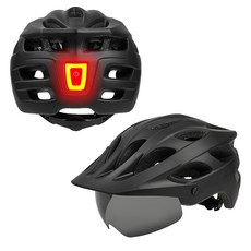 LED 자전거 헬멧 MT-97 경량 안전모 c-type 충전 후미등 라이트 고글, MT-97-LED-무광검정, 1개