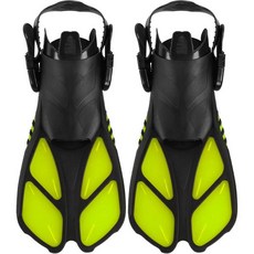 조절 수영 핀 소프트 TPR 오픈 힐 롱 다이빙 플리퍼 스노클링 향상된 편안함과 속도 2개 녹색 1917628, MD, Medium