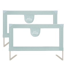 Mommywant 床護欄 多檔升降無縫壓床 拆洗簡單 多種顏色圖案可選 寶寶安全防護, 湖水綠2片L型6.2*5