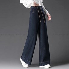 꽃소담 여성 스판 밴딩 와이드 청바지 봄가을 데님 팬츠 MXP26A07