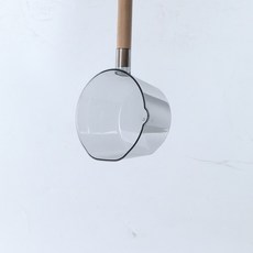日式 加厚長柄塑料水勺 廚房大號透明舀水瓢, 1個, 透明色 無繩 ,加厚材質耐高溫 木柄款 1個裝