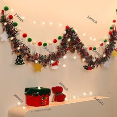 聖誕佈置 聖誕節裝飾毛條拉旗吊飾掛件 麋鹿店鋪氛圍裝扮道具背景場景佈置, 柺杖毛條+聖誕掛件02+毛球+燈, 1個