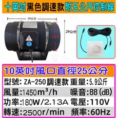 10吋排風扇賣場 二代 (調速款) 高速 4吋排風機 單主機 (排風扇 排風機 抽風機 換氣扇 風扇 循環風扇), 1個