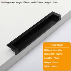 JUIDINTO 96 192mm 매립형 검정색 캐비닛 서랍 가구 아연 주방 사각형 찬장 합금 당겨 손잡이, HEI7530160