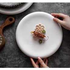 화이트 블랙 돌 무늬 10인치 그릇 양식 스테이크 두꺼운 접시, 1개, 1. 10인치 앤티크 플랫 웨이브 - 화이트