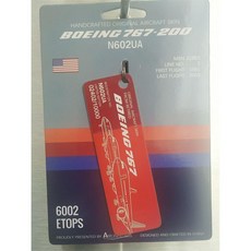퇴역 항공기 플레인 태그 키링 유나이티드 B767-200 N602UA, B767 레드 오렌지 2402, 1개