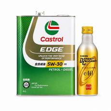 嘉實多EDGE頂級鈦分子日本製機油新包裝省燃費汽車機油, 1個, 新規SP 5W30,4公升+E40金瓶燃料除碳劑