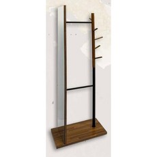 【寵傢好】台灣製木紋全身鏡移動式掛衣架 衣帽架 吊衣架 多功能穿衣鏡, 集成木/黑