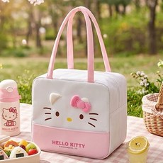 산리오 캐릭터 얼굴 보냉백 가방 헬로키티 유치원 초등 소풍 도시락 가방 런치백 피크닉, 1개, 핑크 1개, 핑크