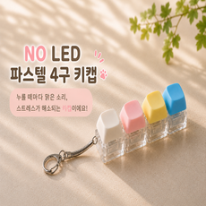 LSmall LED 투명 기계식 키캡 키링 고양이발바닥 파스텔 딸깍이 9구 4구 피젯토이, 1개, NO LED 파스텔 (4구) 1개, NO LED 파스텔 (4구)