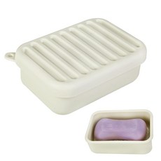 SQUARE 스퀘어 TRAVEL 트래블 Soap CASE 케이스 Bar HOLDER 홀더 for Dr Squatch SilicON 온e 케이스 Saver PorTAB 탭l, Rectangular, Off White